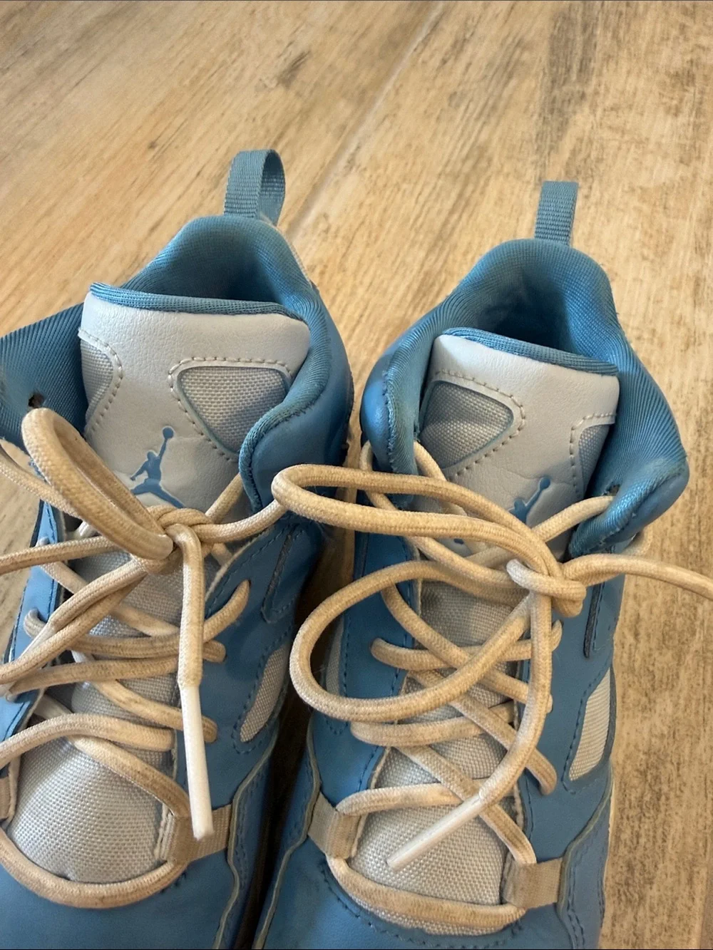 Jordan Kids Light Blue and White High-Top Sneakers